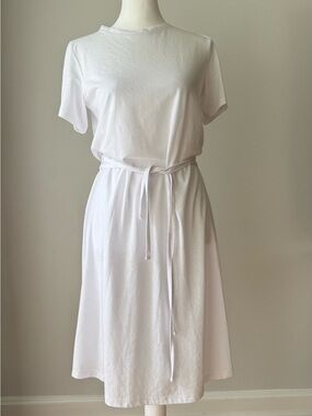Theory Vormond K Atmos Light White Tie Waist Dress NWT Size S